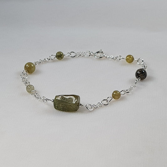 Grenat vert , argent 925