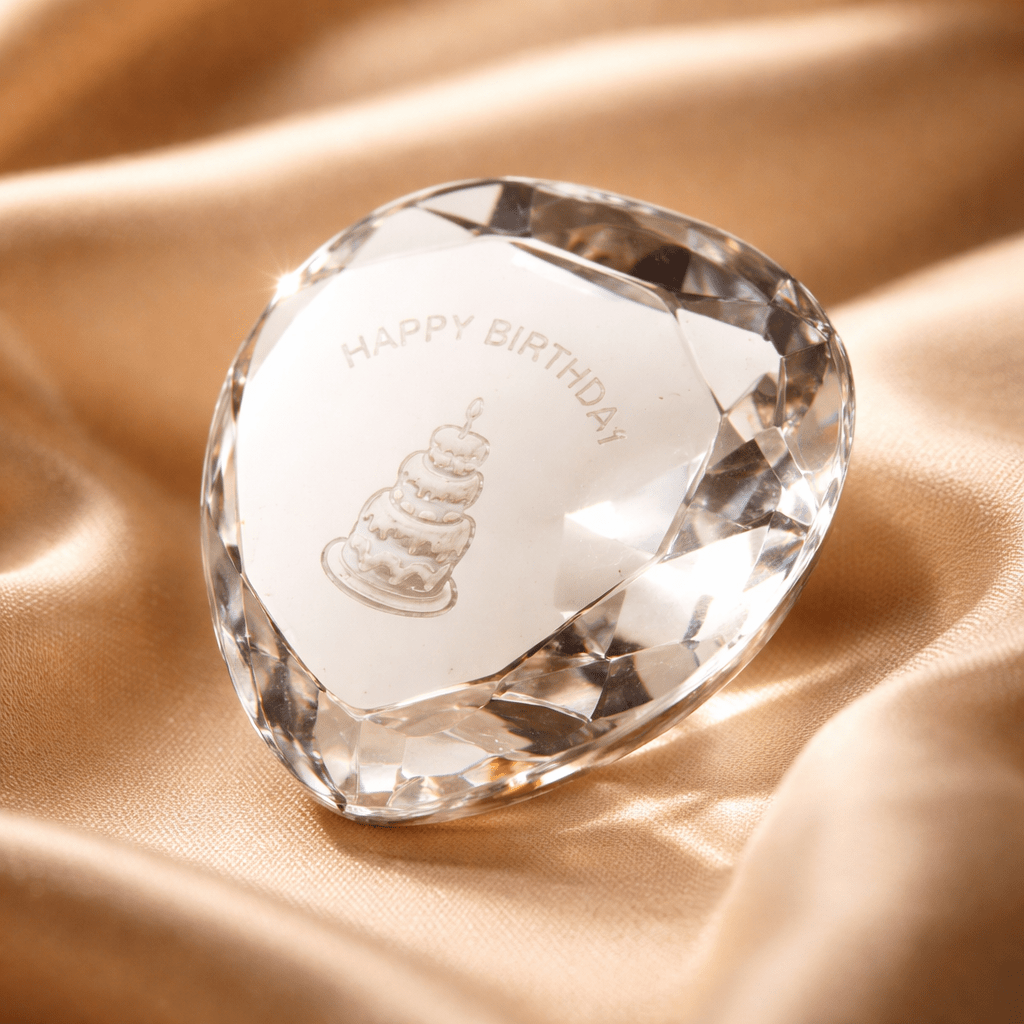 Cœur de Cristal Happy Birthday - Cadeau d'Anniversaire Raffiné