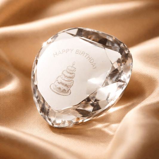 Cœur de Cristal Happy Birthday - Cadeau d'Anniversaire Raffiné