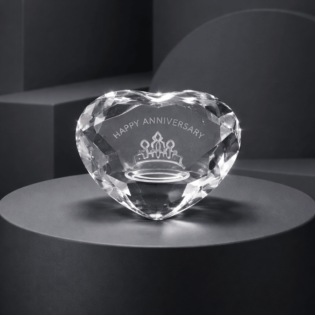 Cœur de Cristal Happy anniversary - Cadeau d'Anniversaire Raffiné