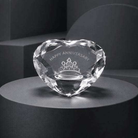 Cœur de Cristal Happy anniversary - Cadeau d'Anniversaire Raffiné
