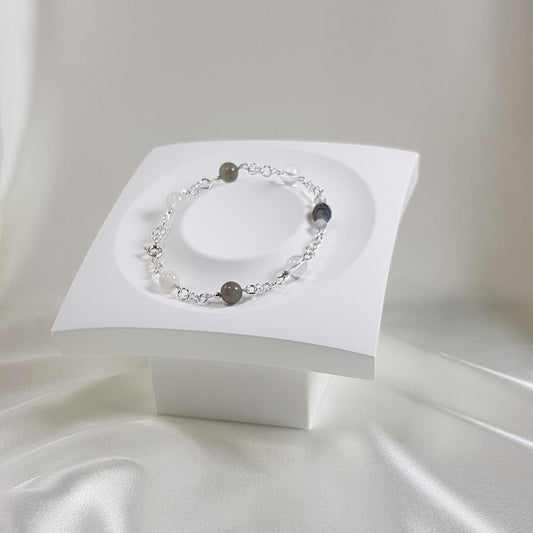 Bracelet harmonie spirituelle en argent 925 - lithothérapie pierres naturelles 