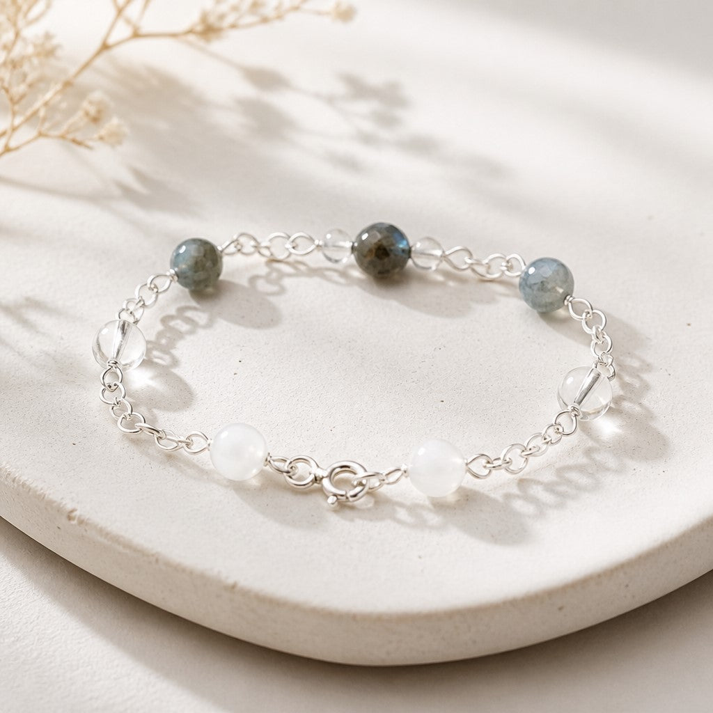Bracelet Harmonie Spirituelle - Lithothérapie Pierres Naturelles Argent 925