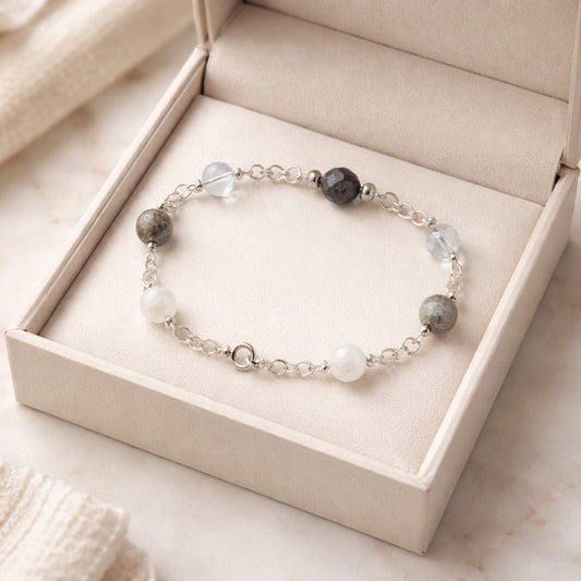 Bracelet Harmonie Spirituelle - Lithothérapie Pierres Naturelles Argent 925