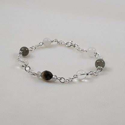 Bracelet harmonie spirituelle en argent 925 - lithothérapie pierres naturelles 