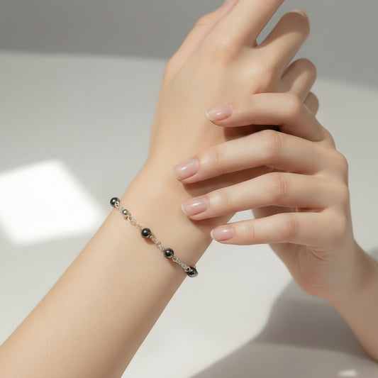 Bracelet Hématite Argent 925 - Pierre Naturelle