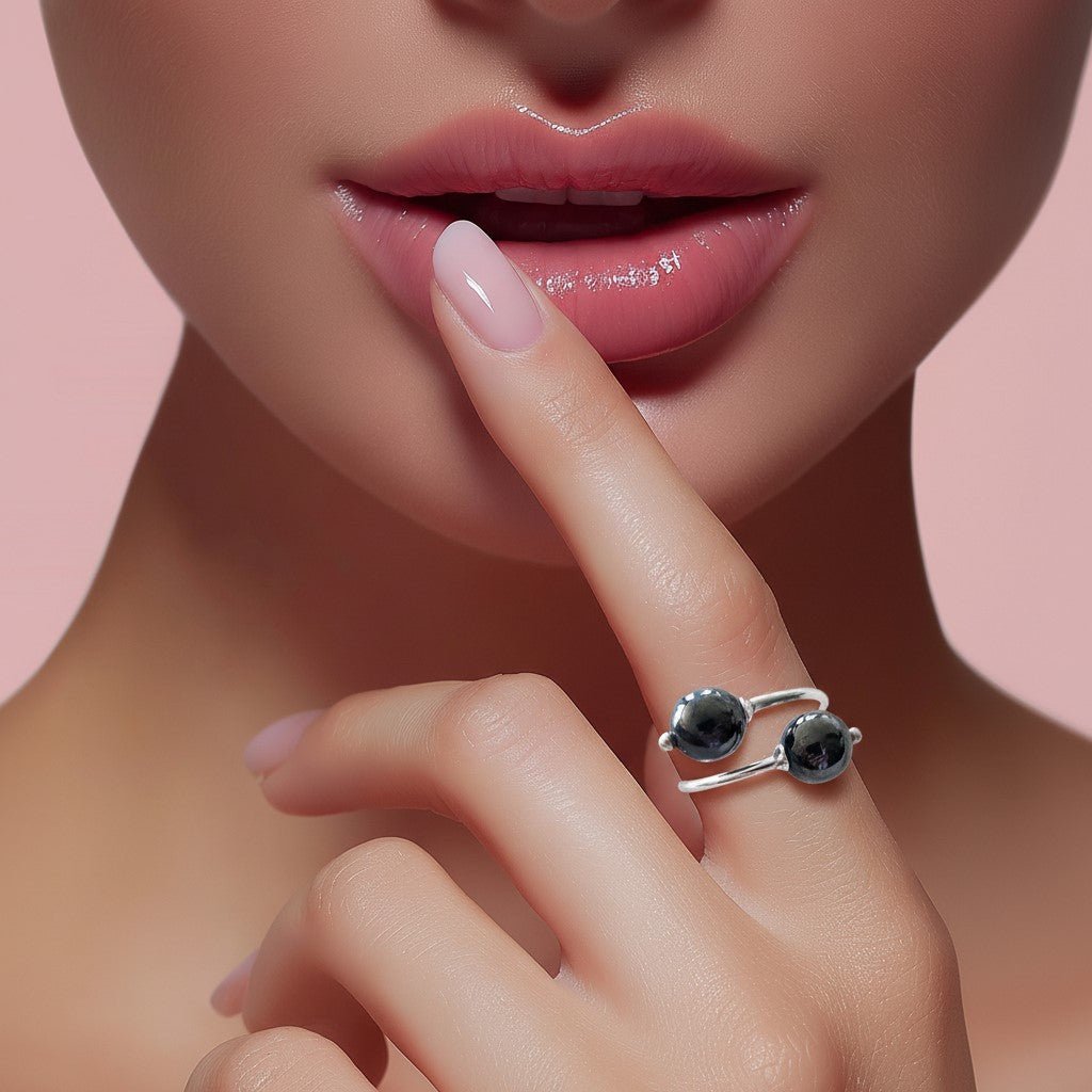 Bague Hématite Argent 925 - Pierre d'Ancrage Lithothérapie