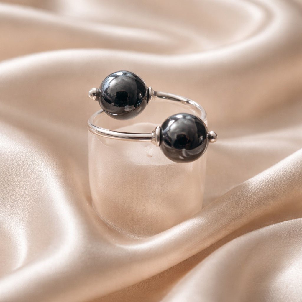 Bague Hématite Argent 925 - Pierre d'Ancrage Lithothérapie
