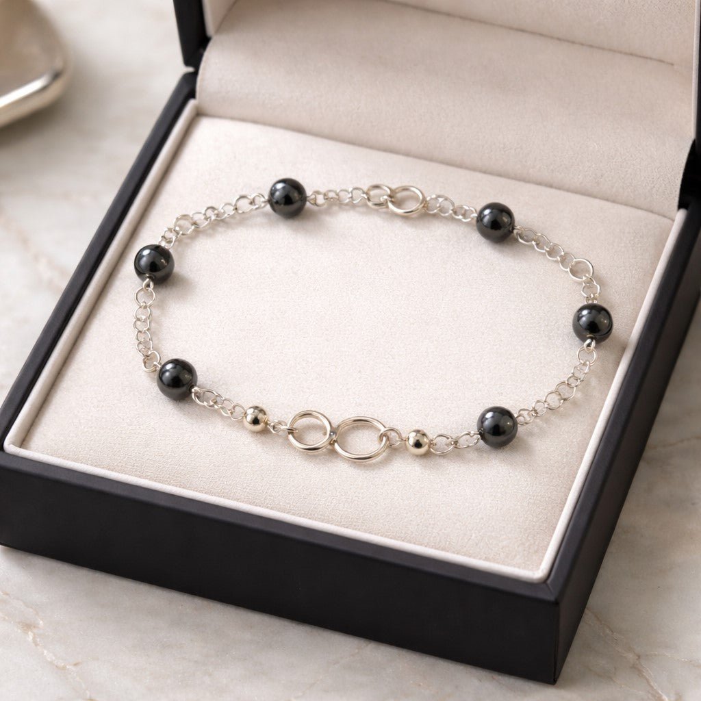 Bracelet Hématite Argent 925 - Pierre Naturelle