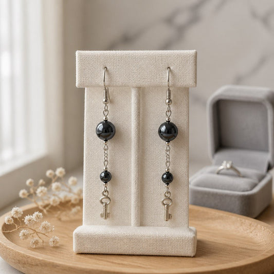 Boucles d'Oreilles Hématite - Argent 925 & Pierre Naturelle