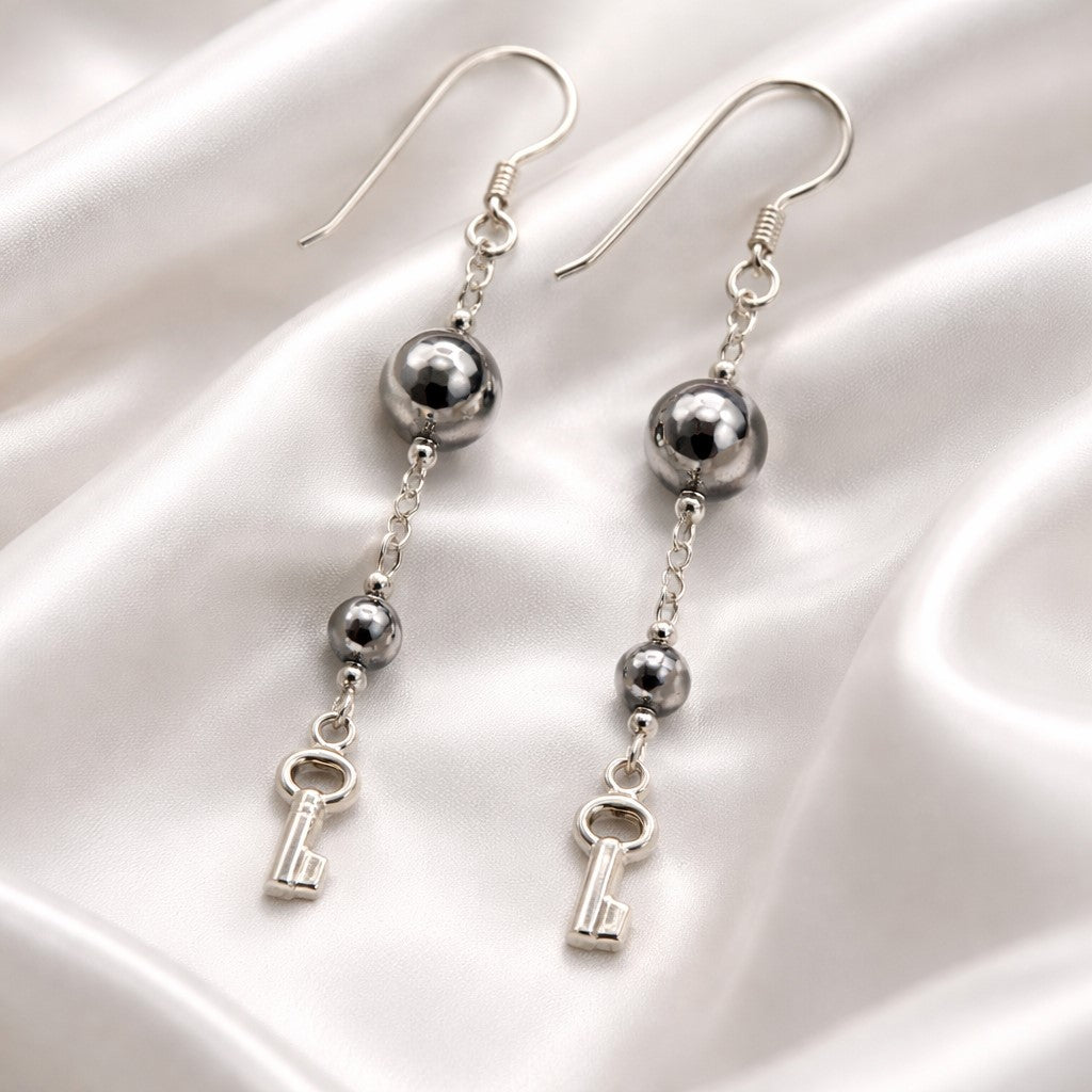 Boucles d'Oreilles Hématite - Argent 925 & Pierre Naturelle