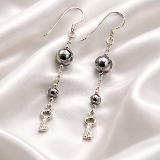 Boucles d'Oreilles Hématite - Argent 925 & Pierre Naturelle