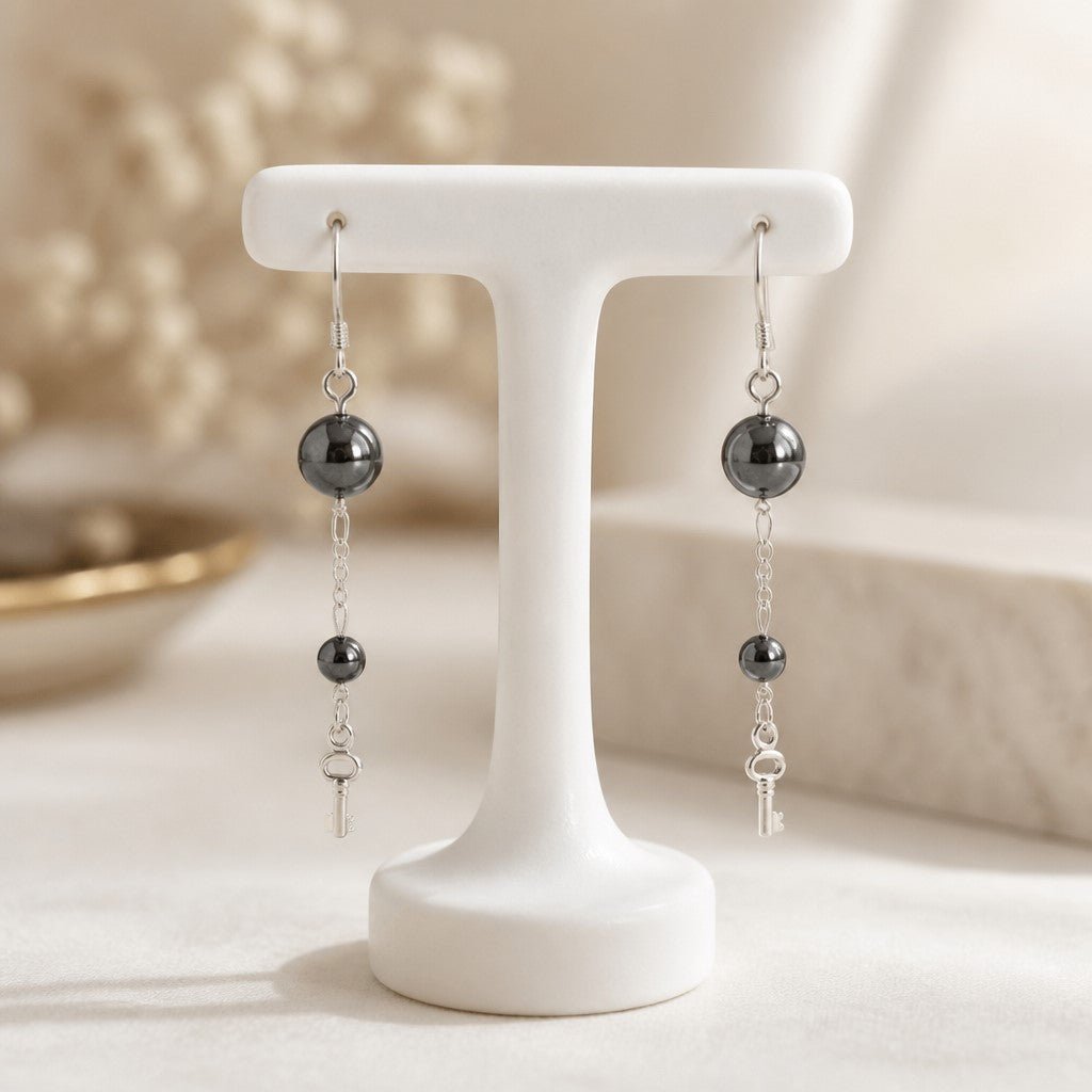 Boucles d'Oreilles Hématite - Argent 925 & Pierre Naturelle