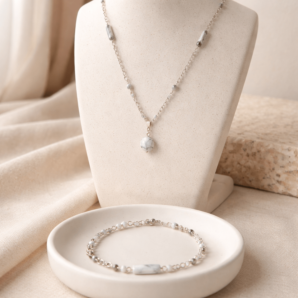 Parure Howlite Argent 925 - Pierre Naturelle