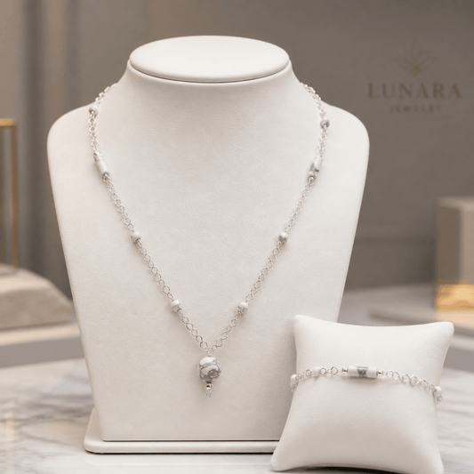 Parure Howlite Argent 925 - Pierre Naturelle