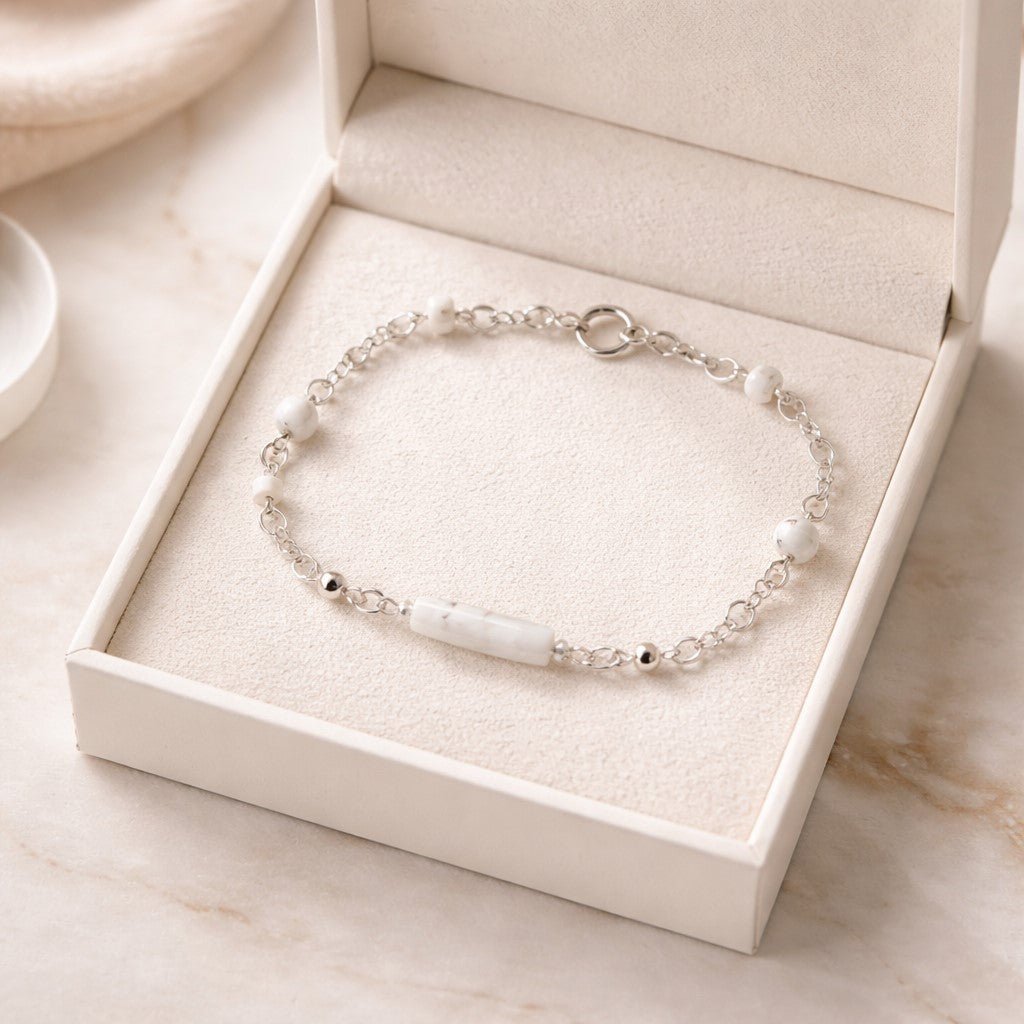 Bracelet Howlite Argent 925 - Pierre Naturelle