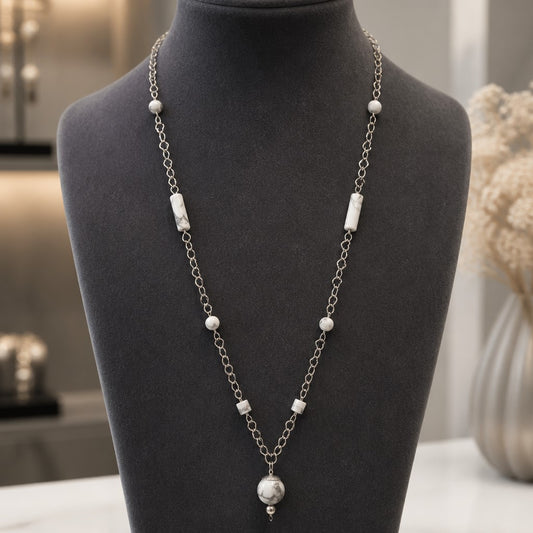 Pendentif Howlite Argent 925 - Pierre Naturelle