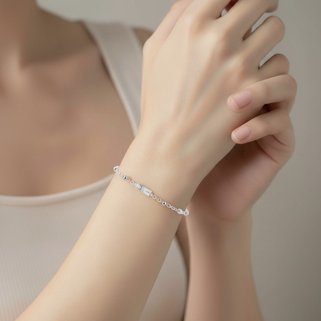 Bracelet Howlite Argent 925 - Pierre Naturelle