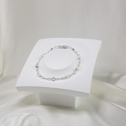 Bracelet howlite en argent 925 - pierre naturelle blanche 