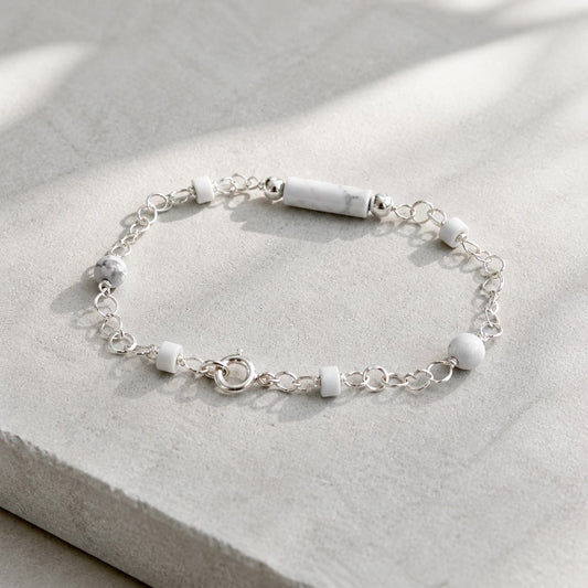Bracelet Howlite Argent 925 - Pierre Naturelle