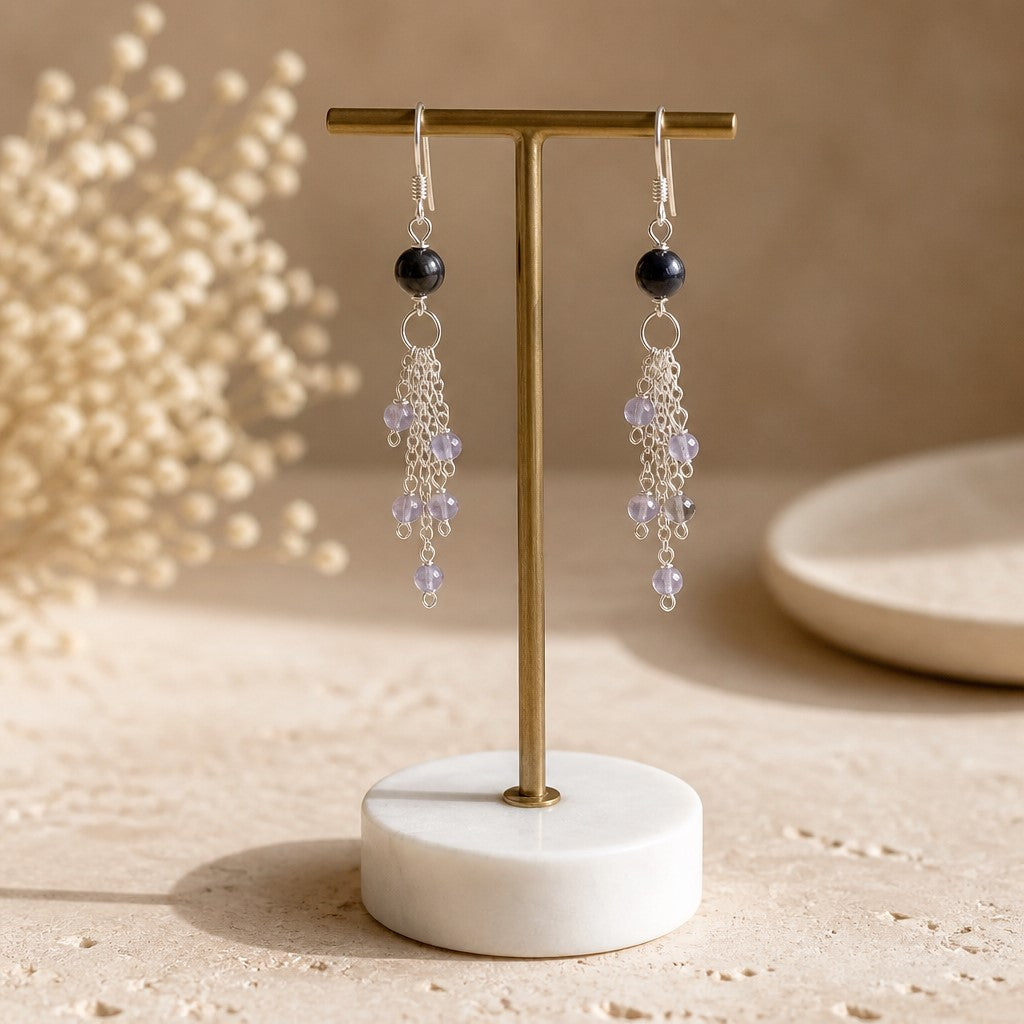 Boucles d'Oreilles iolite - Argent 925 & Pierre Naturelle
