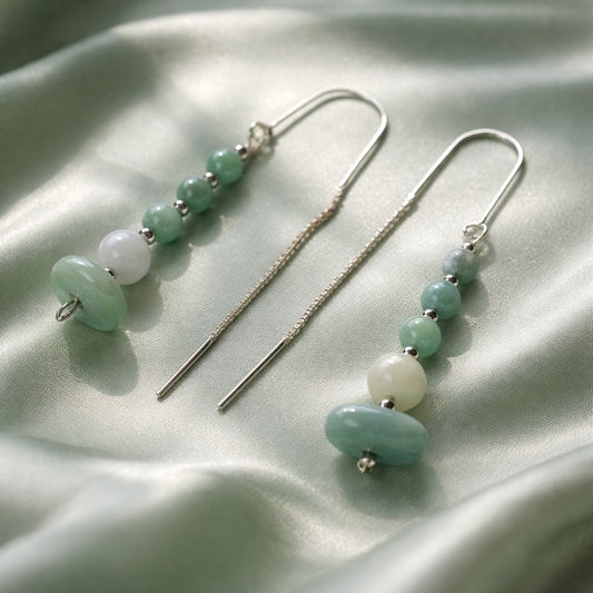 Boucles d'Oreilles Jade de Birmanie - Argent 925 & Pierre Naturelle