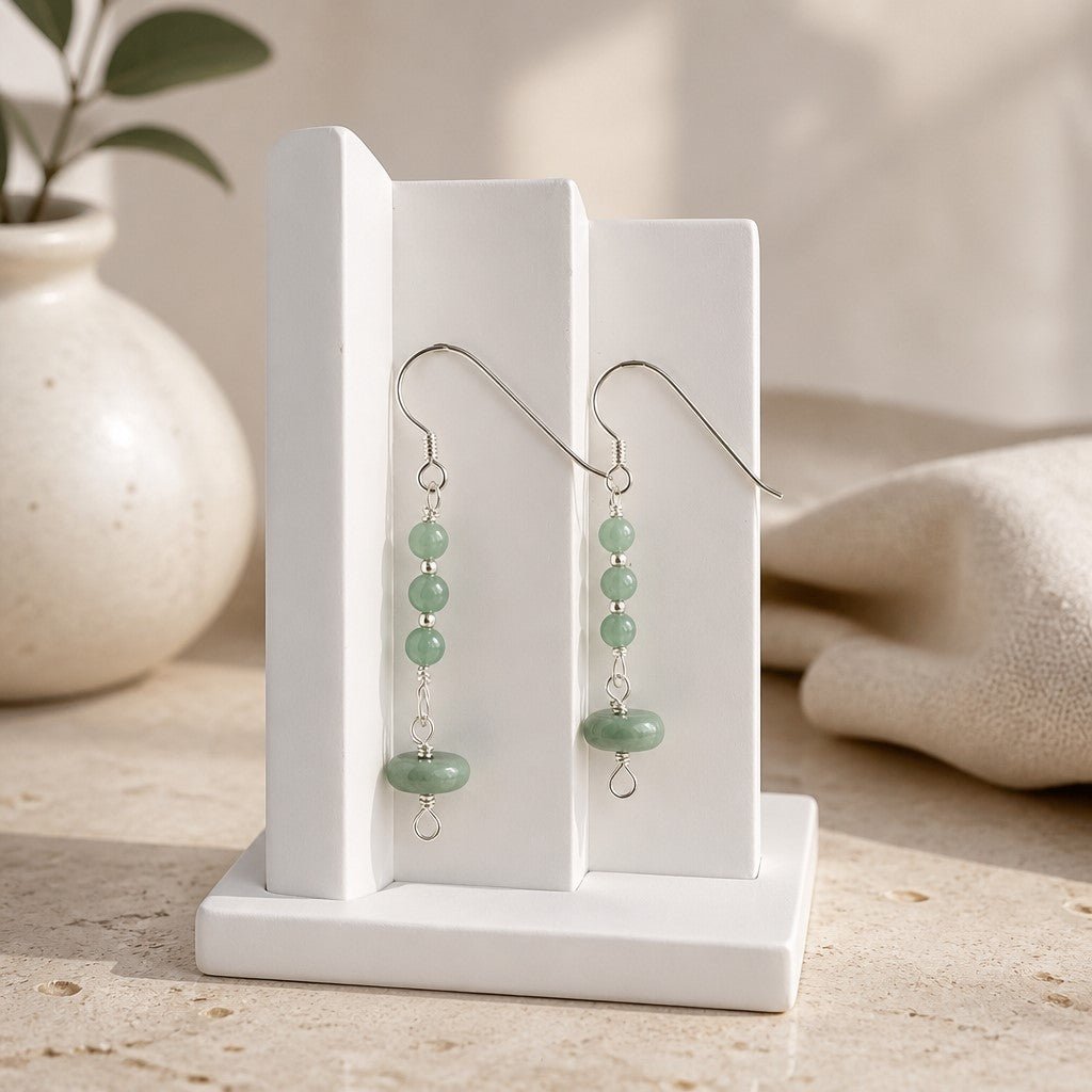 Boucles d'Oreilles Jade de Birmanie - Argent 925 & Pierre Naturelle