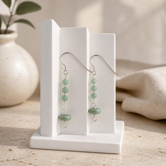 Boucles d'Oreilles Jade de Birmanie - Argent 925 & Pierre Naturelle