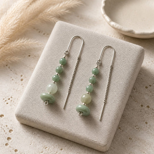 Boucles d'Oreilles Jade de Birmanie - Argent 925 & Pierre Naturelle