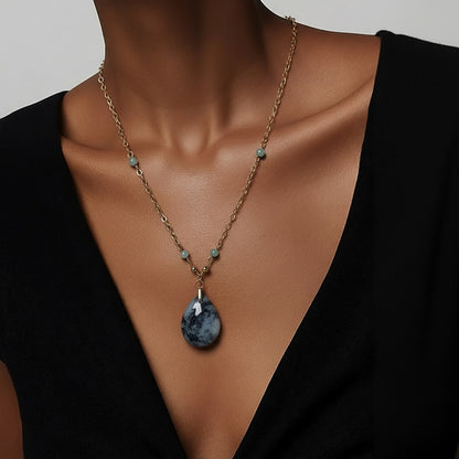 Pendentif Jade de Birmanie Jadéite Acier - Pierre de Sagesse