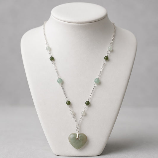 Pendentif Jade Birmanie & Thaïlande Cœur Argent 925 - Pierre d'Harmonie