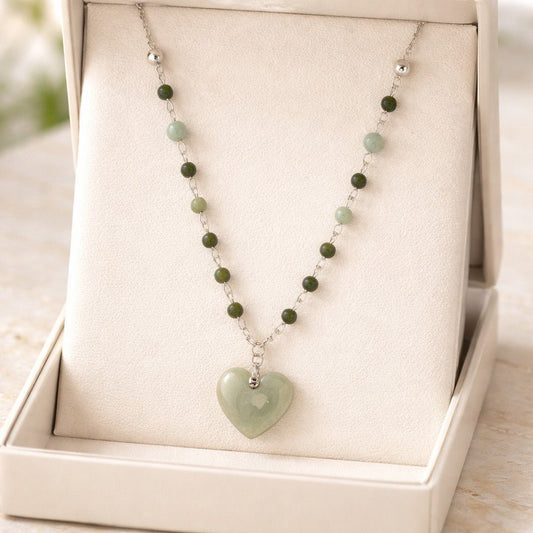 Pendentif Jade Birmanie & Thaïlande Cœur Argent 925 - Pierre d'Harmonie