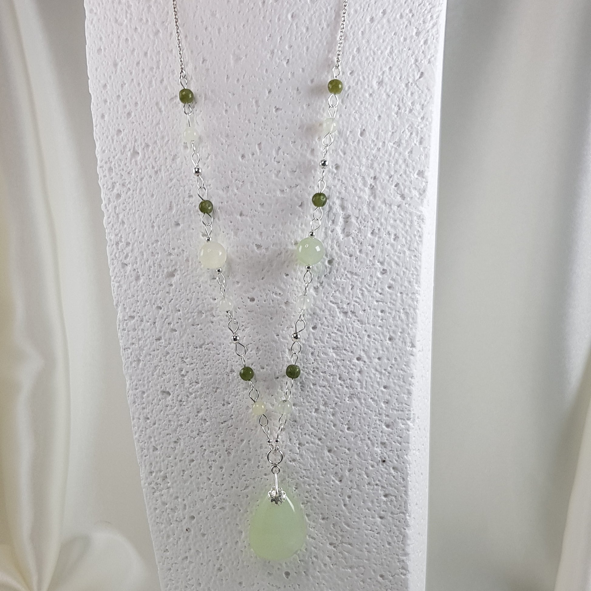 Pendentif jade de Chine en argent 925 - pierre de sagesse et longévité