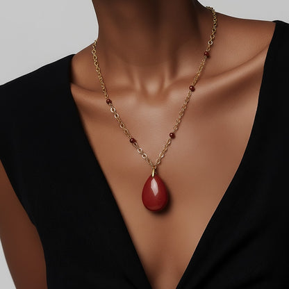 Pendentif Jaspe Rouge Acier - Pierre d'Ancrage et Vitalité