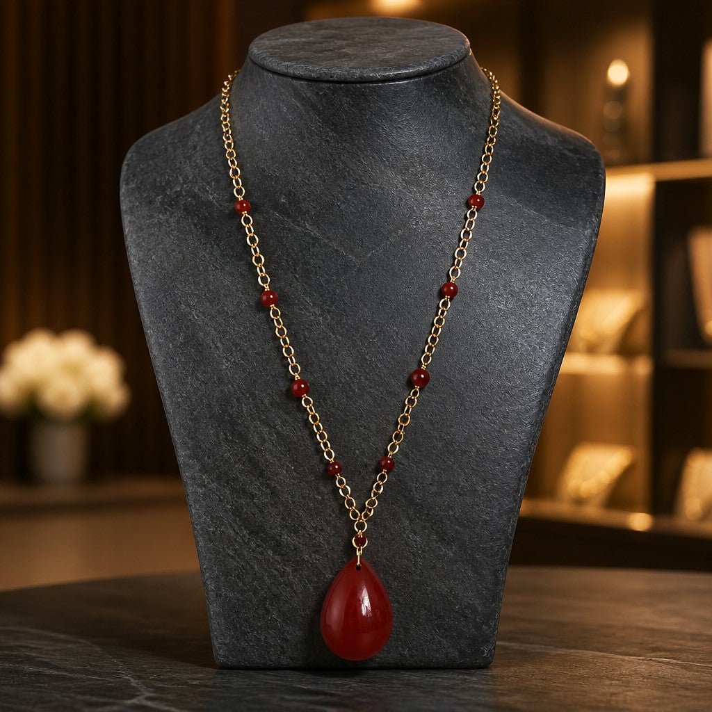 Pendentif Jaspe Rouge Acier - Pierre d'Ancrage et Vitalité