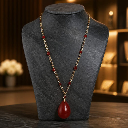 Pendentif Jaspe Rouge Acier - Pierre d'Ancrage et Vitalité