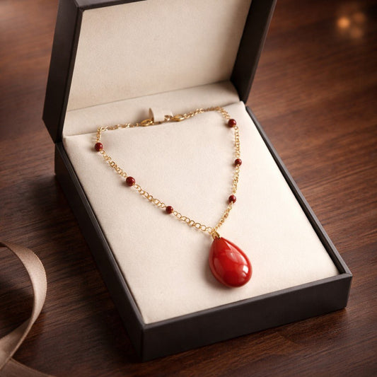 Pendentif Jaspe Rouge Acier - Pierre d'Ancrage et Vitalité