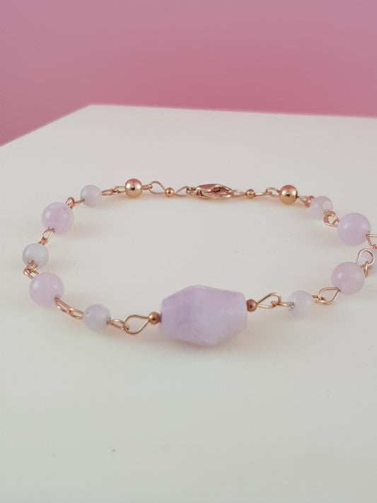 Bracelet kunzite argent 925 plaque or rose