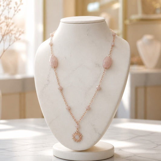 Pendentif Kunzite Argent 925 Plaqué Or Rose - Pierre d'Amour Inconditionnel