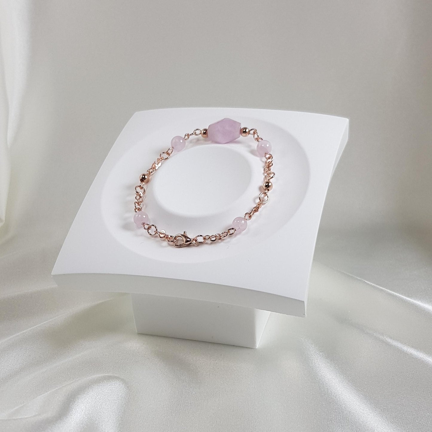 Bracelet Kunzite Argent 925 Plaqué Or Rose -