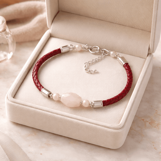 Bracelet Kunzite Argent 925 simili cuir