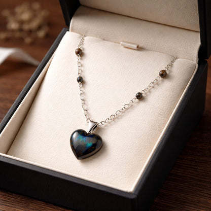 Pendentif Labradorite Cœur Argent 925 - Pierre Protectrice