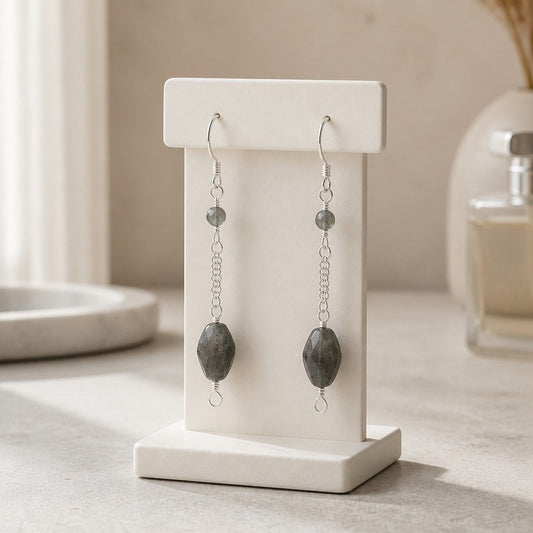 Boucles d'Oreilles Labradorite - Argent 925 & Pierre Naturelle