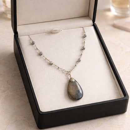 Pendentif Labradorite Argent 925 | Lithothérapie Intuition | Bijoux Zen