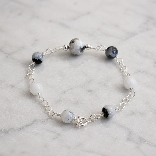 Bracelet Labradorite blanche Argent 925 - Pierre Naturelle
