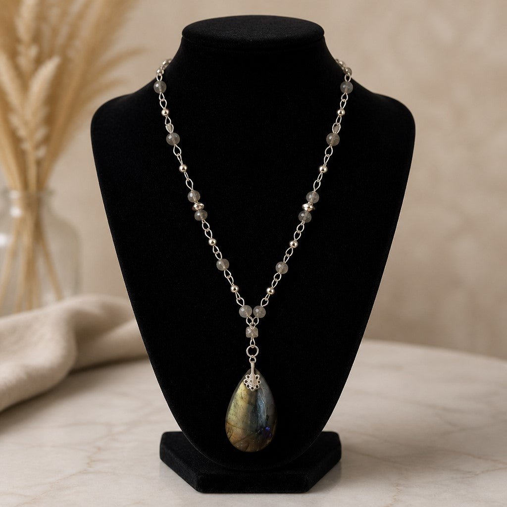 Pendentif Labradorite Argent 925 | Lithothérapie Intuition | Bijoux Zen