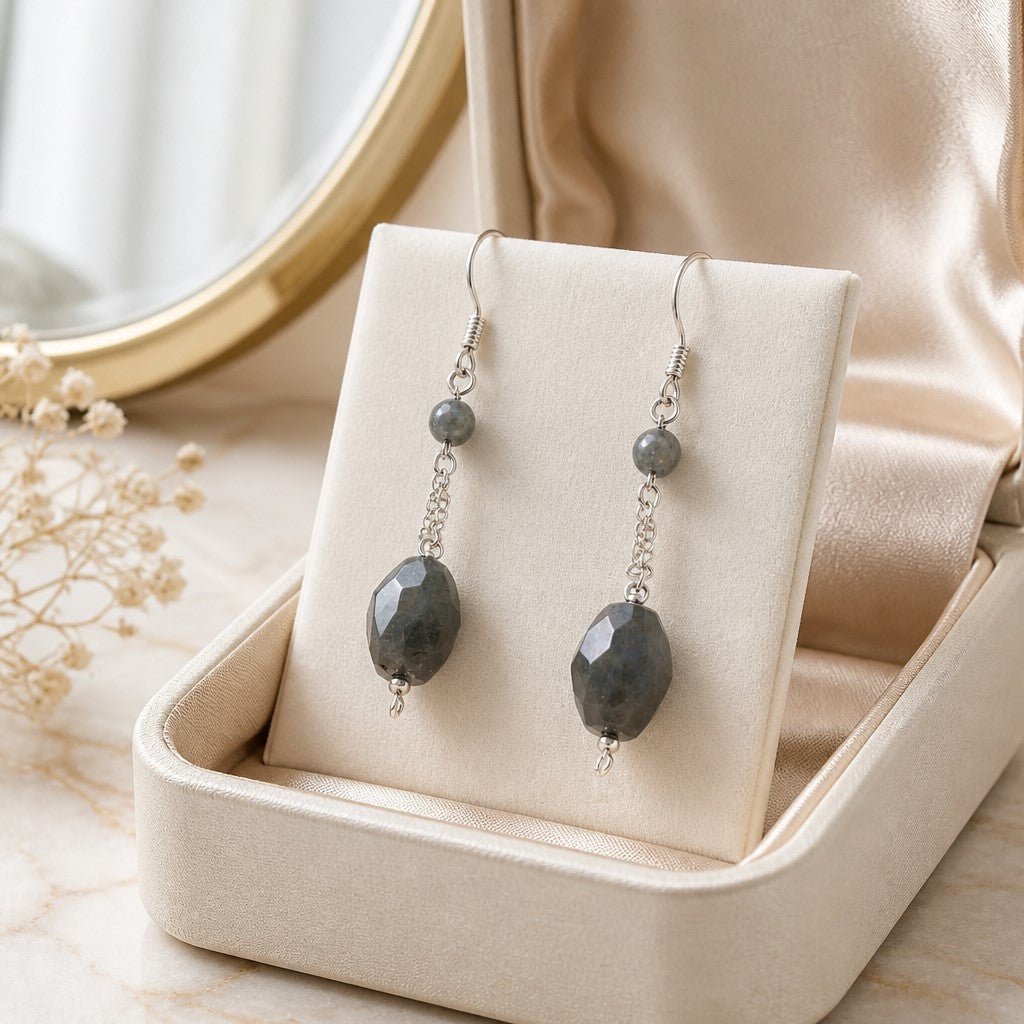Boucles d'Oreilles Labradorite - Argent 925 & Pierre Naturelle