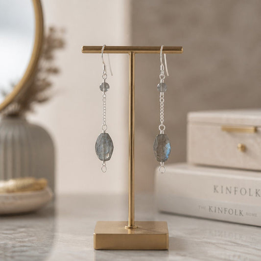 Boucles d'Oreilles Labradorite - Argent 925 & Pierre Naturelle