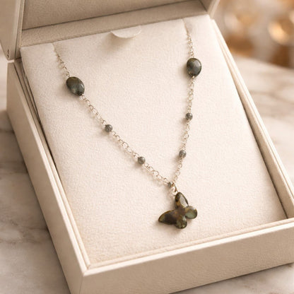 Pendentif Labradorite Papillon Argent 925 - Pierre de Transformation