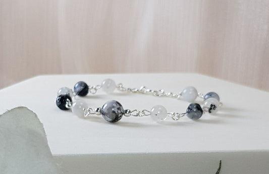 Labradorite blanche argent 925